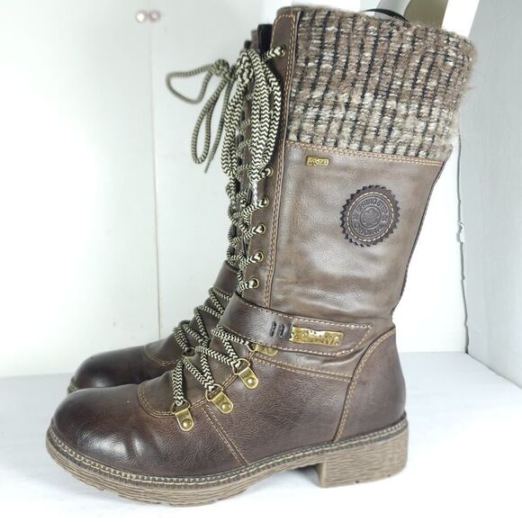 Spring Step Women's Ababi EU38 US7,5 Brown Leather Knitted lined winter Boots - Picture 2 of 15